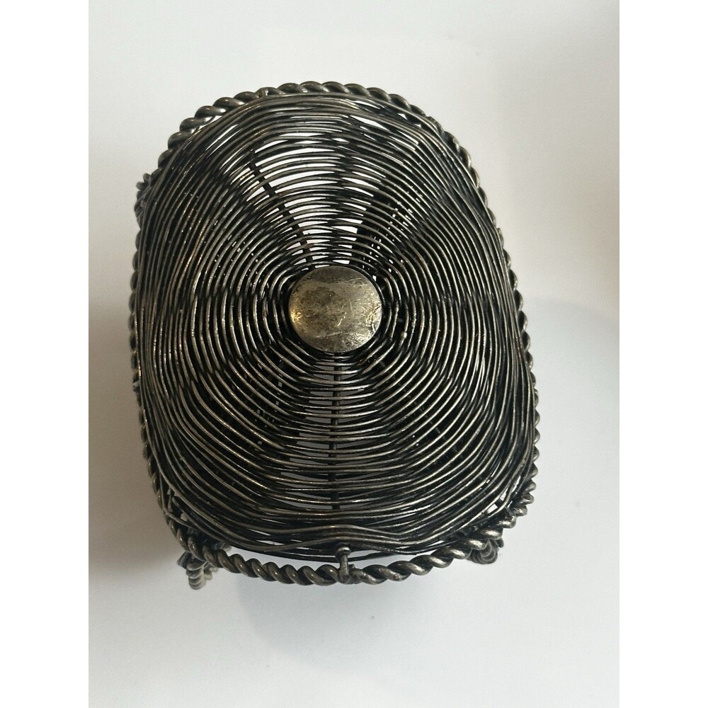 Large Boho Tribal Wirework Wide Cuff Bracelet Silver Tone Statement Sculptural
